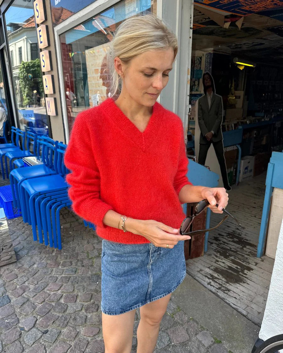 September Sweater V-Neck Strickpaket - Silkhair (doppelfädig)